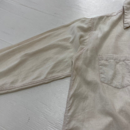 【現状渡し品】【メンズ】 Essley エスリー SANFORIZED L/S SHIRT サンフォライズド ロングスリーブシャツ 長袖トップス 145-260928-ss-06-teih サイズ：M　※破れあり カラー：ホワイト 万代Net店