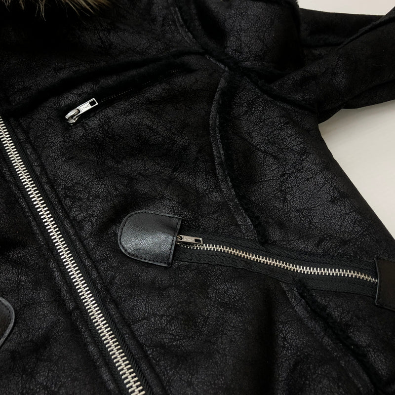 【中古品】【メンズ】 RACER WORLD WIDE レーサー ワールド ワイルド SHEEP SKIN JACKET シープスキン ジャケット アウター 141-260925-sa-01-teih サイズ：M カラー：ブラック 万代Net店