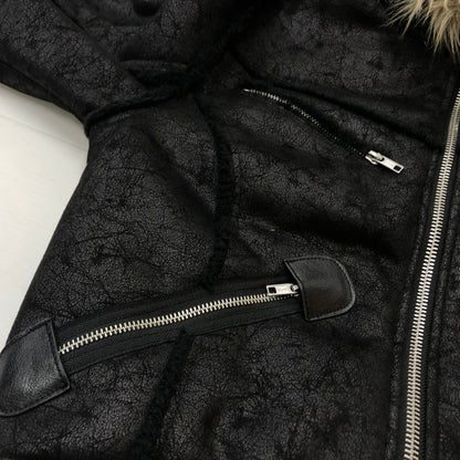 【中古品】【メンズ】 RACER WORLD WIDE レーサー ワールド ワイルド SHEEP SKIN JACKET シープスキン ジャケット アウター 141-260925-sa-01-teih サイズ：M カラー：ブラック 万代Net店