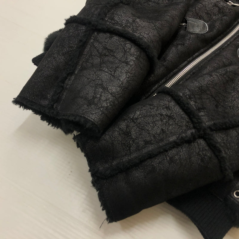 【中古品】【メンズ】 RACER WORLD WIDE レーサー ワールド ワイルド SHEEP SKIN JACKET シープスキン ジャケット アウター 141-260925-sa-01-teih サイズ：M カラー：ブラック 万代Net店
