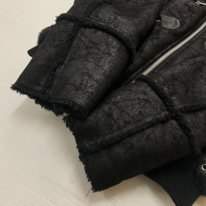 【中古品】【メンズ】 RACER WORLD WIDE レーサー ワールド ワイルド SHEEP SKIN JACKET シープスキン ジャケット アウター 141-260925-sa-01-teih サイズ：M カラー：ブラック 万代Net店