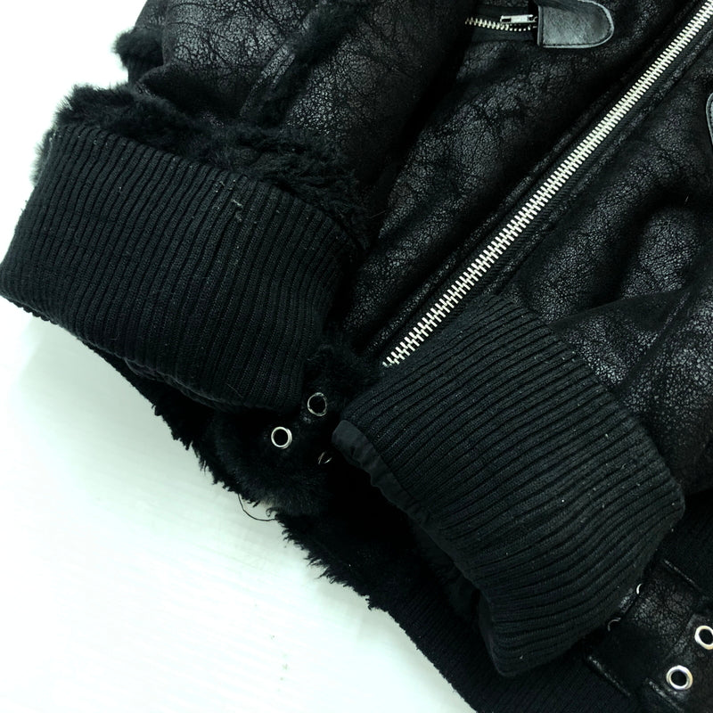 【中古品】【メンズ】 RACER WORLD WIDE レーサー ワールド ワイルド SHEEP SKIN JACKET シープスキン ジャケット アウター 141-260925-sa-01-teih サイズ：M カラー：ブラック 万代Net店
