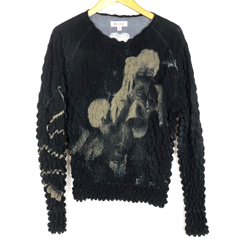 【現状渡し品】【メンズ】 MASU エムエーエスユー 23AW MARRIAGE POPCORN SWEATSHIRT MFFW-CS0623 23年秋冬 マリッジ ポップコーン スウェットシャツ 長袖 トップス 140-260925-sa-15-teih サイズ：46 カラー：ブラック 万代Net店