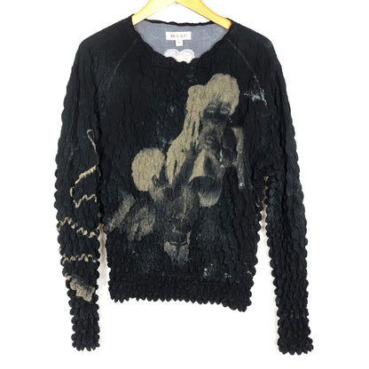 【現状渡し品】【メンズ】 MASU エムエーエスユー 23AW MARRIAGE POPCORN SWEATSHIRT MFFW-CS0623 23年秋冬 マリッジ ポップコーン スウェットシャツ 長袖 トップス 140-260925-sa-15-teih サイズ：46 カラー：ブラック 万代Net店