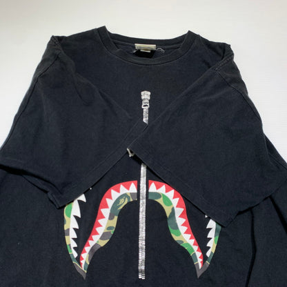 【中古品】【メンズ】 A BATHING APE アベイシングエイプ SHARK LOGO S/S TEE 001TEJ801013M シャーク ロゴ ショートスリーブ Tシャツ 半袖 トップス 142-260927-ko-02-teih サイズ：XL カラー：ブラック 万代Net店