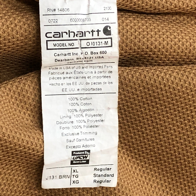 【中古品】【メンズ】 CARHARTT カーハート DUCK ACTIVE JACKET J131-BRN ダンク アクティブ ジャケット アウター 145-260925-sa-13-teih サイズ：XL カラー：ブラウン 万代Net店