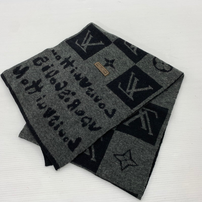 【中古品】【メンズ】 LOUIS VUITTON ルイ・ヴィトン MALLETIER A PARIS MONOGRAM SCARF マルティエ ア パリ モノグラム マフラー アクセサリー スカーフ 179-260926-ko-07-teih カラー：ブラック系 万代Net店