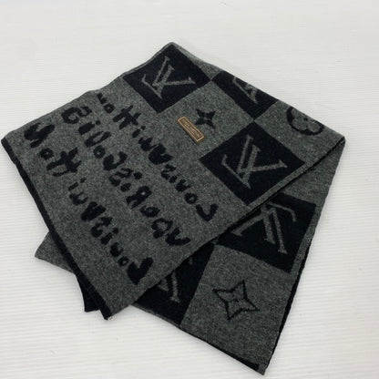 【中古品】【メンズ】 LOUIS VUITTON ルイ・ヴィトン MALLETIER A PARIS MONOGRAM SCARF マルティエ ア パリ モノグラム マフラー アクセサリー スカーフ 179-260926-ko-07-teih カラー：ブラック系 万代Net店