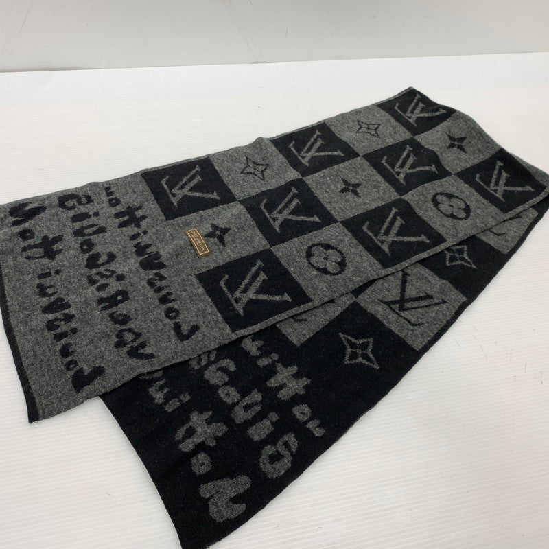 【中古品】【メンズ】 LOUIS VUITTON ルイ・ヴィトン MALLETIER A PARIS MONOGRAM SCARF マルティエ ア パリ モノグラム マフラー アクセサリー スカーフ 179-260926-ko-07-teih カラー：ブラック系 万代Net店