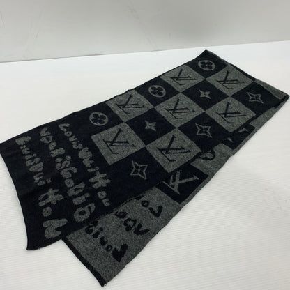 【中古品】【メンズ】 LOUIS VUITTON ルイ・ヴィトン MALLETIER A PARIS MONOGRAM SCARF マルティエ ア パリ モノグラム マフラー アクセサリー スカーフ 179-260926-ko-07-teih カラー：ブラック系 万代Net店