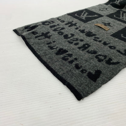【中古品】【メンズ】 LOUIS VUITTON ルイ・ヴィトン MALLETIER A PARIS MONOGRAM SCARF マルティエ ア パリ モノグラム マフラー アクセサリー スカーフ 179-260926-ko-07-teih カラー：ブラック系 万代Net店