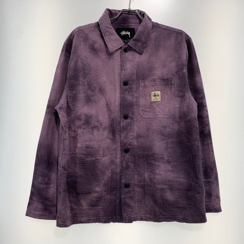 【中古品】【メンズ】 STUSSY ステューシー ODYED SEERSUCKER CHORE JACKET オーダイド シアサッカー チョア ジャケット ライトアウター 142-260927-ko-06-teih サイズ：L カラー：パープル 万代Net店
