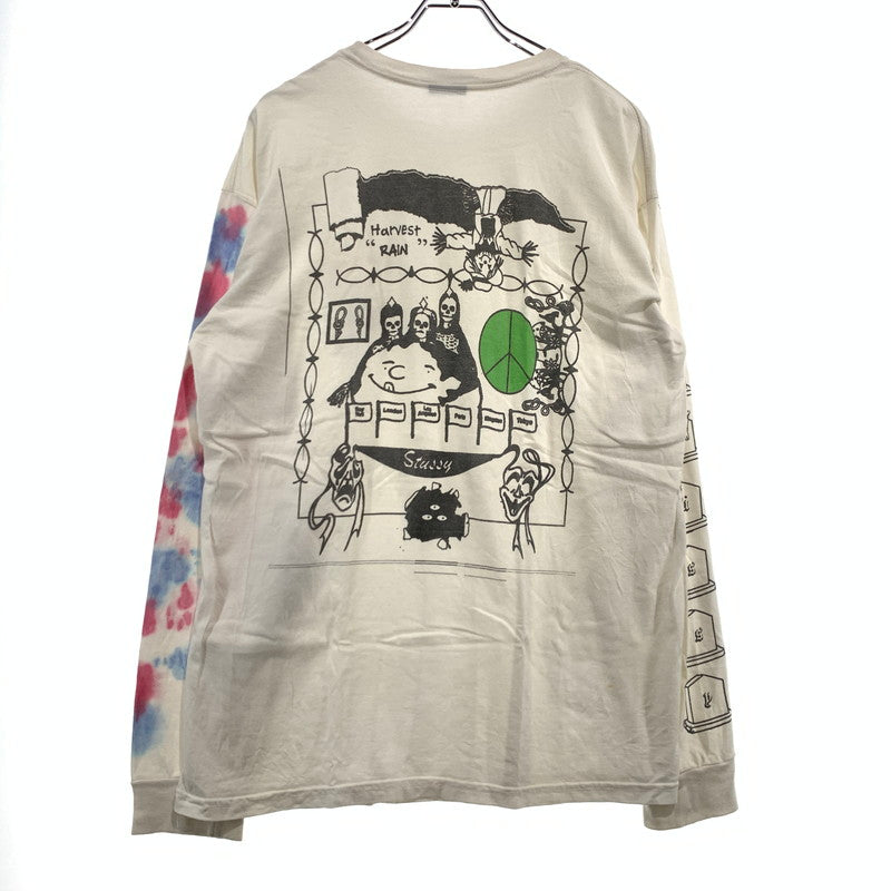 【現状渡し品】【メンズ】 STUSSY ステューシー HARVEST RAIN TD L/S TEE ハーヴェストレイン タイダイ ロングスリーブ Tシャツ 長袖 トップス 142-260927-ko-03-teih サイズ：L カラー：ホワイト 万代Net店