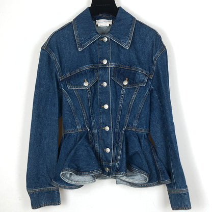 【中古品】【メンズ】 ALEXANDER MCQUEEN アレキサンダーマックイーン DENIM PEPLUM JACKET デニム ペプラム ジャケット アウター 168-260925-sa-08-teih サイズ：38 カラー：インディゴ 万代Net店