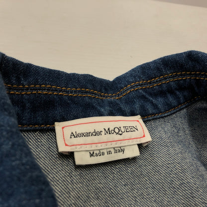 【中古品】【メンズ】 ALEXANDER MCQUEEN アレキサンダーマックイーン DENIM PEPLUM JACKET デニム ペプラム ジャケット アウター 168-260925-sa-08-teih サイズ：38 カラー：インディゴ 万代Net店