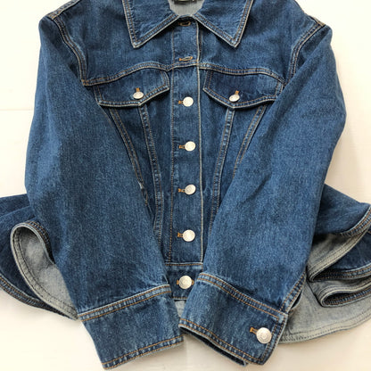 【中古品】【メンズ】 ALEXANDER MCQUEEN アレキサンダーマックイーン DENIM PEPLUM JACKET デニム ペプラム ジャケット アウター 168-260925-sa-08-teih サイズ：38 カラー：インディゴ 万代Net店