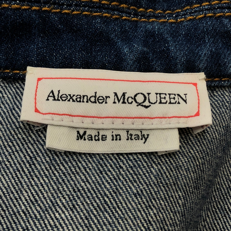 【中古品】【メンズ】 ALEXANDER MCQUEEN アレキサンダーマックイーン DENIM PEPLUM JACKET デニム ペプラム ジャケット アウター 168-260925-sa-08-teih サイズ：38 カラー：インディゴ 万代Net店