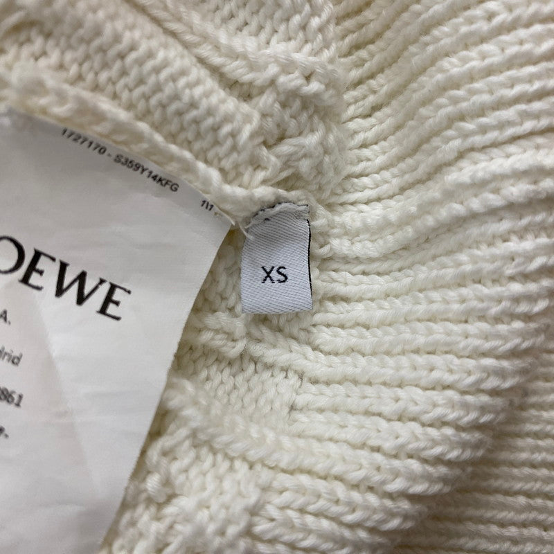 【中古品】【レディース】 LOEWE ロエベ ANAGRAM COTTON CABLE V-NECK SWEATER S359Y14KFG アナグラム コットンケーブルVネック セーター トップス ニット 168-260928-ss-03-teih サイズ：XS カラー：ホワイト 万代Net店