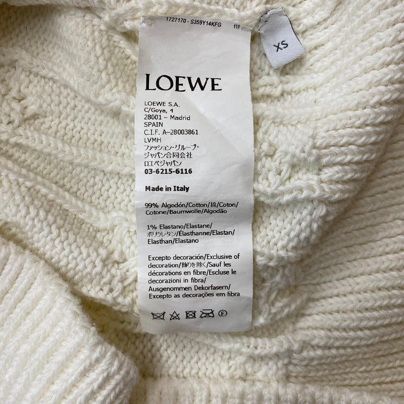 【中古品】【レディース】 LOEWE ロエベ ANAGRAM COTTON CABLE V-NECK SWEATER S359Y14KFG アナグラム コットンケーブルVネック セーター トップス ニット 168-260928-ss-03-teih サイズ：XS カラー：ホワイト 万代Net店