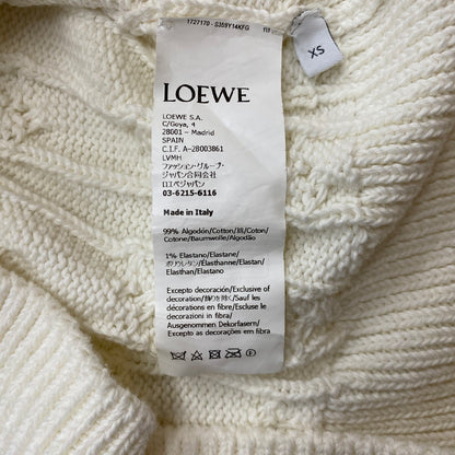 【中古品】【レディース】 LOEWE ロエベ ANAGRAM COTTON CABLE V-NECK SWEATER S359Y14KFG アナグラム コットンケーブルVネック セーター トップス ニット 168-260928-ss-03-teih サイズ：XS カラー：ホワイト 万代Net店