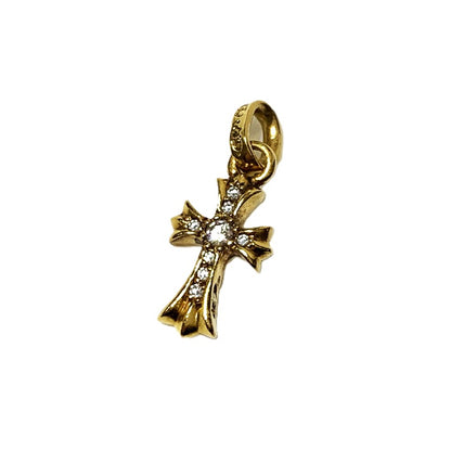 【中古品】【メンズ】 CHROME HEARTS クロムハーツ 22K CRS BBYFAT P DIA クロス ベビーファット チャーム パヴェダイヤモンド アクセサリー ペンダントトップ 190-261027-ko-07-teih カラー：ゴールド 万代Net店