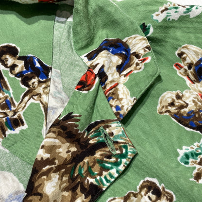 【中古品】【メンズ】 SAINT MICHAEL セント マイケル 21SS PJ HORSE SHIRT SM-S21-0000-003 2021年春夏 パジャマ ホース シャツ 長袖 トップス 142-260929-sa-12-teih サイズ：M カラー：グリーン 万代Net店
