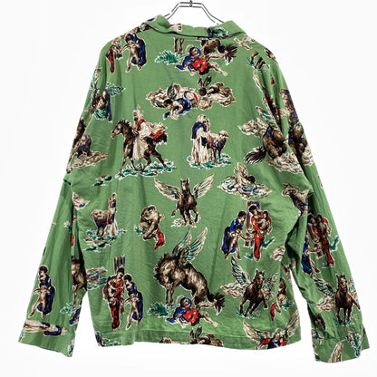 【中古品】【メンズ】 SAINT MICHAEL セント マイケル 21SS PJ HORSE SHIRT SM-S21-0000-003 2021年春夏 パジャマ ホース シャツ 長袖 トップス 142-260929-sa-12-teih サイズ：M カラー：グリーン 万代Net店