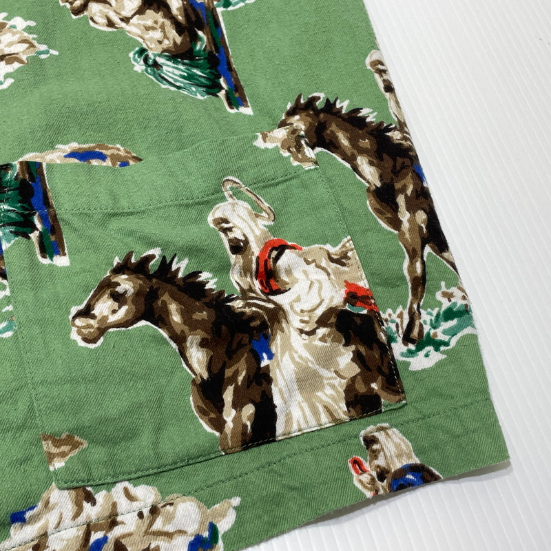 【中古品】【メンズ】 SAINT MICHAEL セント マイケル 21SS PJ HORSE SHIRT SM-S21-0000-003 2021年春夏 パジャマ ホース シャツ 長袖 トップス 142-260929-sa-12-teih サイズ：M カラー：グリーン 万代Net店