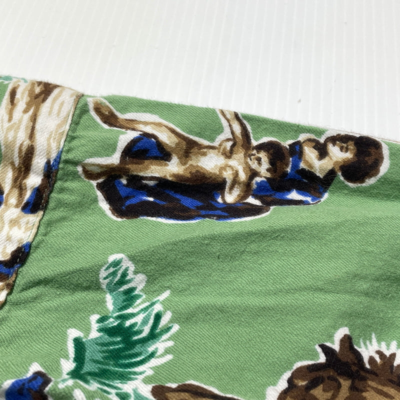 【中古品】【メンズ】 SAINT MICHAEL セント マイケル 21SS PJ HORSE SHIRT SM-S21-0000-003 2021年春夏 パジャマ ホース シャツ 長袖 トップス 142-260929-sa-12-teih サイズ：M カラー：グリーン 万代Net店