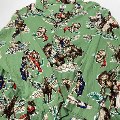 【中古品】【メンズ】 SAINT MICHAEL セント マイケル 21SS PJ HORSE SHIRT SM-S21-0000-003 2021年春夏 パジャマ ホース シャツ 長袖 トップス 142-260929-sa-12-teih サイズ：M カラー：グリーン 万代Net店