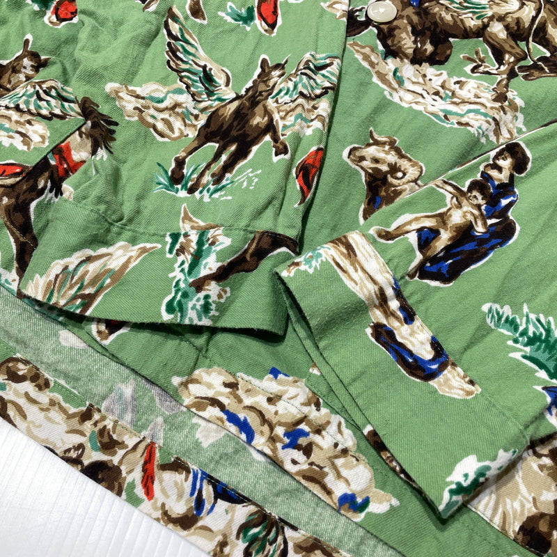【中古品】【メンズ】 SAINT MICHAEL セント マイケル 21SS PJ HORSE SHIRT SM-S21-0000-003 2021年春夏 パジャマ ホース シャツ 長袖 トップス 142-260929-sa-12-teih サイズ：M カラー：グリーン 万代Net店