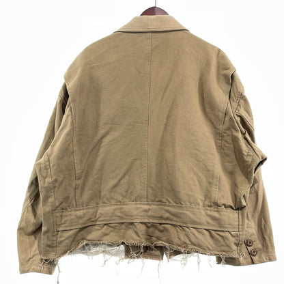 【中古品】【メンズ】 DOUBLET ダブレット 20SS HEAVY TWILL CUT OFF JACKET 2020年春夏 ヘビーツイル カットオフ ジャケット アウター 140-260929-sa-10-teih サイズ：S カラー：ベージュ 万代Net店