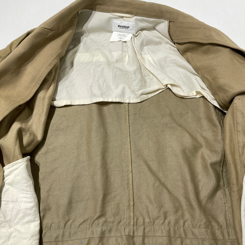 【中古品】【メンズ】 DOUBLET ダブレット 20SS HEAVY TWILL CUT OFF JACKET 2020年春夏 ヘビーツイル カットオフ ジャケット アウター 140-260929-sa-10-teih サイズ：S カラー：ベージュ 万代Net店