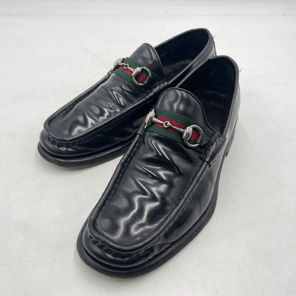 【現状渡し品】【メンズ】 GUCCI グッチ 11002 スクエアトゥ シェリーライン ホースビット ローファー 靴 シューズ 183-260926-yo-01-teih サイズ：42E カラー：ブラック 万代Net店