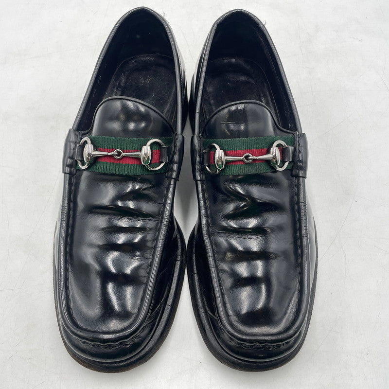 【現状渡し品】【メンズ】 GUCCI グッチ 11002 スクエアトゥ シェリーライン ホースビット ローファー 靴 シューズ 183-260926-yo-01-teih サイズ：42E カラー：ブラック 万代Net店