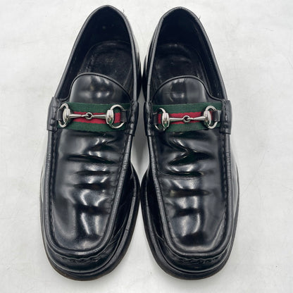 【現状渡し品】【メンズ】 GUCCI グッチ 11002 スクエアトゥ シェリーライン ホースビット ローファー 靴 シューズ 183-260926-yo-01-teih サイズ：42E カラー：ブラック 万代Net店