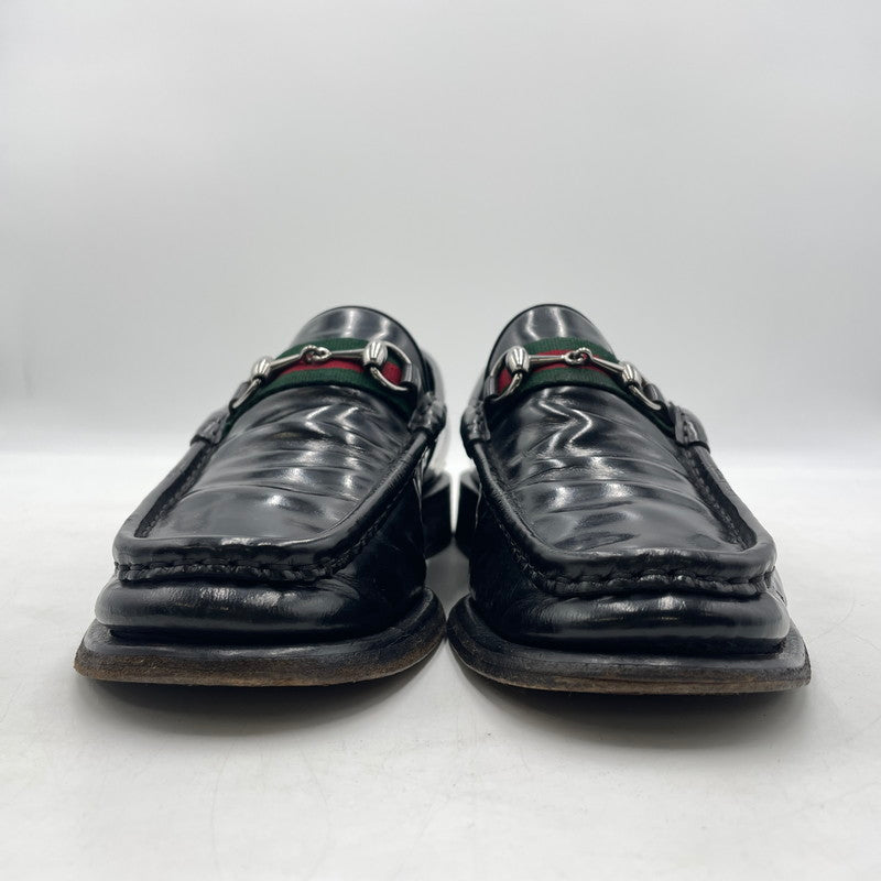 【現状渡し品】【メンズ】 GUCCI グッチ 11002 スクエアトゥ シェリーライン ホースビット ローファー 靴 シューズ 183-260926-yo-01-teih サイズ：42E カラー：ブラック 万代Net店