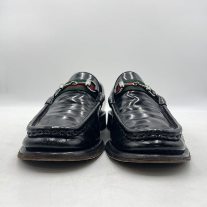 【現状渡し品】【メンズ】 GUCCI グッチ 11002 スクエアトゥ シェリーライン ホースビット ローファー 靴 シューズ 183-260926-yo-01-teih サイズ：42E カラー：ブラック 万代Net店