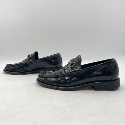 【現状渡し品】【メンズ】 GUCCI グッチ 11002 スクエアトゥ シェリーライン ホースビット ローファー 靴 シューズ 183-260926-yo-01-teih サイズ：42E カラー：ブラック 万代Net店