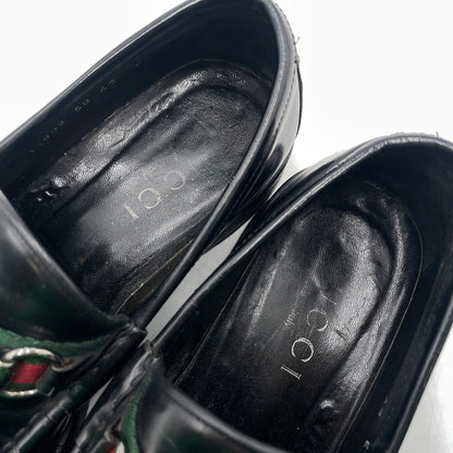 【現状渡し品】【メンズ】 GUCCI グッチ 11002 スクエアトゥ シェリーライン ホースビット ローファー 靴 シューズ 183-260926-yo-01-teih サイズ：42E カラー：ブラック 万代Net店