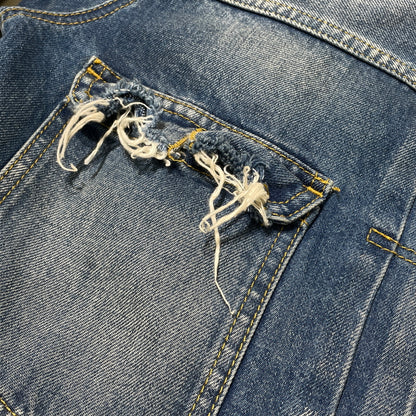 【中古品】【メンズ】 MAISON MARGIELA メゾン マルジェラ S50AM0537 S30561 22SS DISTRESSED DENIM JACKET 2022年春夏 ディストレスト デニム ジャケット アウター 141-260929-sa-15-teih サイズ：S カラー：インディゴ 万代Net店