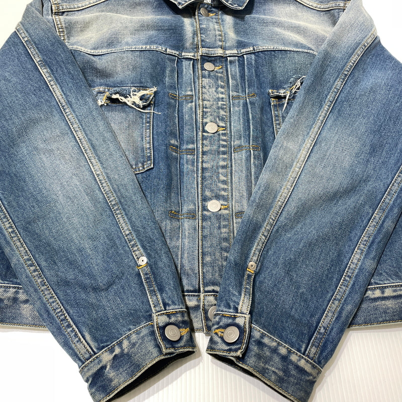 【中古品】【メンズ】 MAISON MARGIELA メゾン マルジェラ S50AM0537 S30561 22SS DISTRESSED DENIM JACKET 2022年春夏 ディストレスト デニム ジャケット アウター 141-260929-sa-15-teih サイズ：S カラー：インディゴ 万代Net店