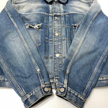 【中古品】【メンズ】 MAISON MARGIELA メゾン マルジェラ S50AM0537 S30561 22SS DISTRESSED DENIM JACKET 2022年春夏 ディストレスト デニム ジャケット アウター 141-260929-sa-15-teih サイズ：S カラー：インディゴ 万代Net店