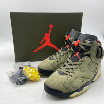 【中古品】【メンズ】 NIKE ナイキ× TRAVIS SCOTT トラヴィス・スコット 別注コラボ AIR JORDAN 6 RETRO "MEDIUM OLIVE" CN1084-200 エアジョーダン6 レトロ ミディアムオリーブ スニーカー 靴 160-260926-yo-13-teih サイズ：27.5cm カラー：カーキ 万代Net店