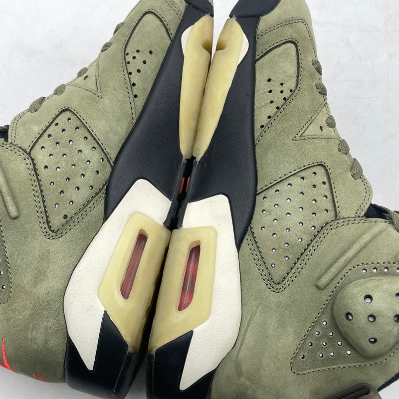 【中古品】【メンズ】 NIKE ナイキ× TRAVIS SCOTT トラヴィス・スコット 別注コラボ AIR JORDAN 6 RETRO "MEDIUM OLIVE" CN1084-200 エアジョーダン6 レトロ ミディアムオリーブ スニーカー 靴 160-260926-yo-13-teih サイズ：27.5cm カラー：カーキ 万代Net店