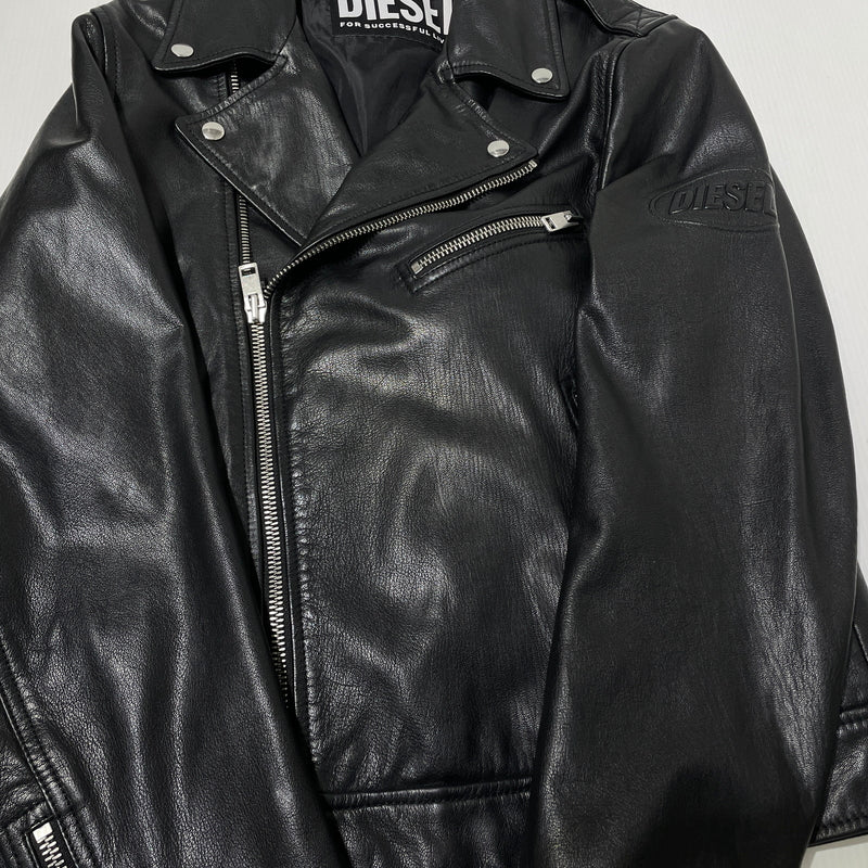【中古品】【メンズ】 DIESEL ディーゼル GOATSKIN RIDERS JACKET A15303 ゴートスキン ライダース ジャケット アウター 141-260929-sa-16-teih サイズ：M カラー：ブラック 万代Net店