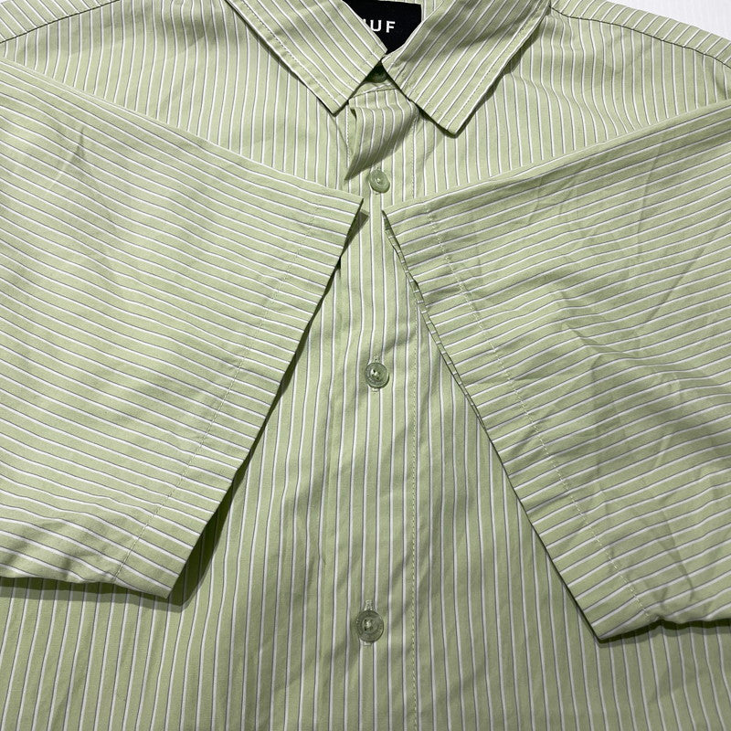 【中古品】【メンズ】 HUF ハフ MEGABLAST STRIPE S/S SHIRT メガブラスト ストライプ ショートスリーブ シャツ 半袖 トップス 142-260930-yo-18-teih サイズ：L カラー：グリーン 万代Net店