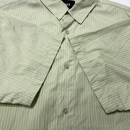 【中古品】【メンズ】 HUF ハフ MEGABLAST STRIPE S/S SHIRT メガブラスト ストライプ ショートスリーブ シャツ 半袖 トップス 142-260930-yo-18-teih サイズ：L カラー：グリーン 万代Net店
