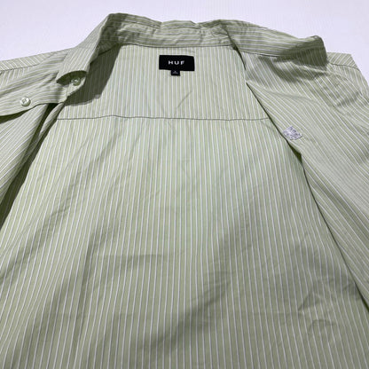 【中古品】【メンズ】 HUF ハフ MEGABLAST STRIPE S/S SHIRT メガブラスト ストライプ ショートスリーブ シャツ 半袖 トップス 142-260930-yo-18-teih サイズ：L カラー：グリーン 万代Net店