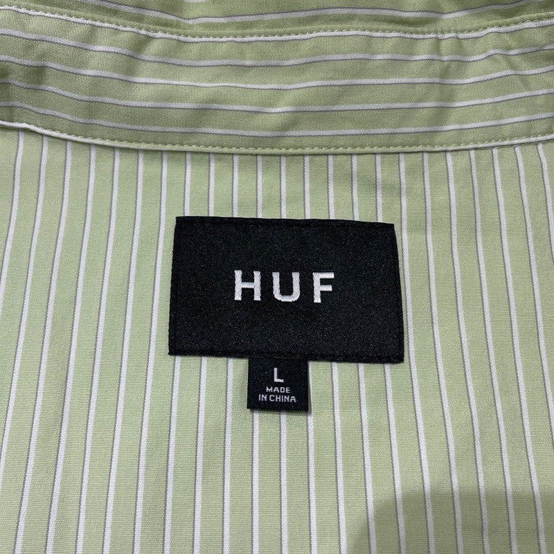 【中古品】【メンズ】 HUF ハフ MEGABLAST STRIPE S/S SHIRT メガブラスト ストライプ ショートスリーブ シャツ 半袖 トップス 142-260930-yo-18-teih サイズ：L カラー：グリーン 万代Net店